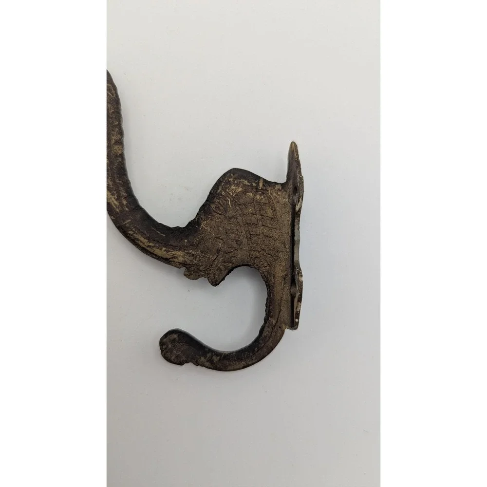 Vintage Elephant Trunk Wall Hook Bronze Metal Decorative Coat Hat Hanger India